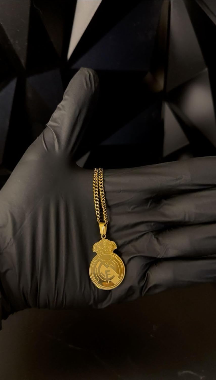 Stainless Steel Necklace | Soccer Pendant with 20" Chain | Silver & 18K Gold Electroplated Stainless Steel Pendant | Football Necklace for Men & Women | Soccer Necklace | Water, Heat, Sweat Resistant | Hypoallergenic