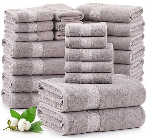LANE LINEN Luxury Towels and Washcloths Sets - 24 PCs