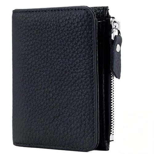 Luksnoc 財布 レディース 2つ折り財布 革 コンパクト 大容量 RFIDスキミング防止 さいふ カードホルダー 小銭入れ付き ファスナー付き 写真入れ付き 運転免許証 小銭袋(Black)（Amazon）