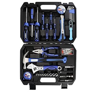 URASISTO Auto Repair Tool Set 128-piece Mechanic Hand Tool Kit with Storage Box, Nail, Pliers,Screwdriver, Hammer, Drive…