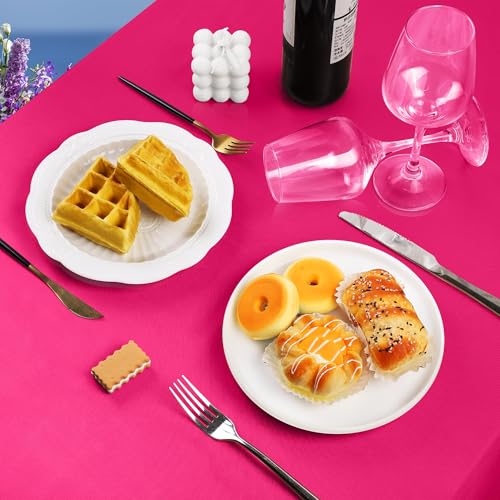 Image of TURSTIN 1 Pack Hot Pink Satin Tablecloth 102 x 58 Inch Overlay Satin Table Cover Rectangle Bright Silk Tablecloth Smooth Fabric Table Decoration for Wedding Banquet Party Events