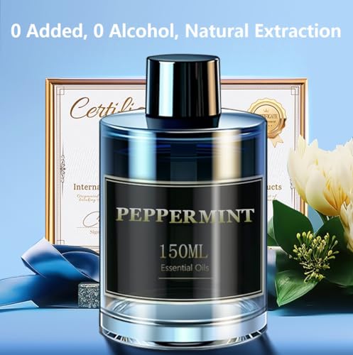Image of Zerain Car Air Freshener Special Perfume Refill Essential Oil, 150ML Natural Fragrance Peppermint Essential Oil，Lasts for 8-12 Months, 5 Fragrances Natural Plant Extracts, 0 Alcohol 0 Added