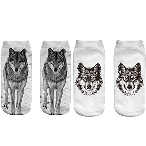 Angelteers 3D Wolf Ankle Socks Funny Animal Graphic Summer Short Socks For Boys (3D Wolf), Shoe Size: 3-7 #TOP2