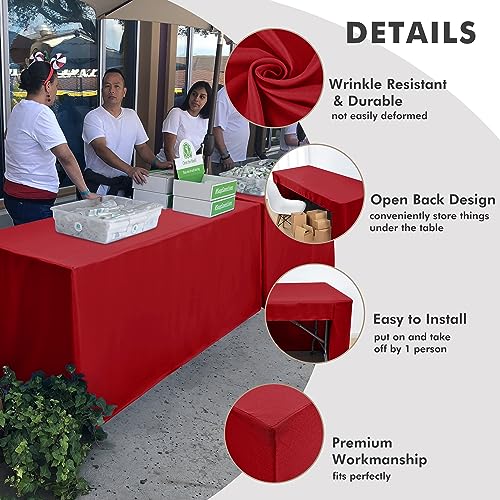 Nasitos 2 Pack 8ft Tablecloth Fitted Red Trade Show Table Covers-Open Back Christmas Tablecloth Washable Fabric Table Cloth for Craft Show, Events, Vendor Booth by Nasitos - Image 4
