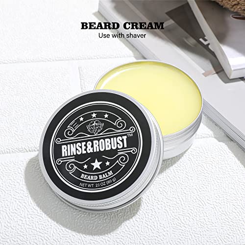 Beard Kit Rinse & Robust 8Pcs Beard Care Grooming Travel Set For Men Beard Wash & Beard Conditioner Set Gift For Men | Beard Shampoo, Beard Conditioner, Beard Oil, Beard Balm, Double-Headed Brush, Beard Scissors, Bristle Brush, Travelling Bag #TOP4