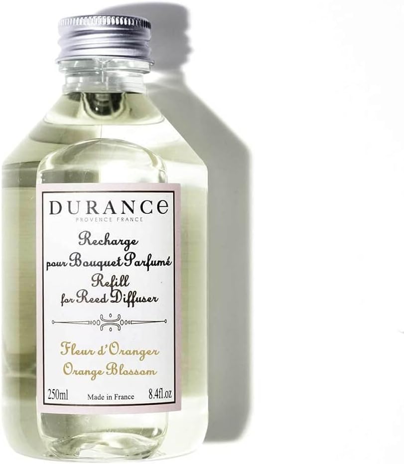 Durance Orange Blossom Reed Diffuser Refill 250ml - Aromatherapy Scented Oil For Reed Diffusers - Fresh & Long Lasting Fragrance
