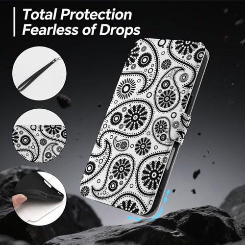 iphone 17用 ケース ペイズリー柄 手帳型 と互換性のある カード収納 いphone17用 カバー 手帳型 Puレザー 横置きスタンド機能 折りたたみ スマホケース スタンド付き アイフォン 17用 ケース 内蔵マグネット 開閉式 財布型 軽量 薄