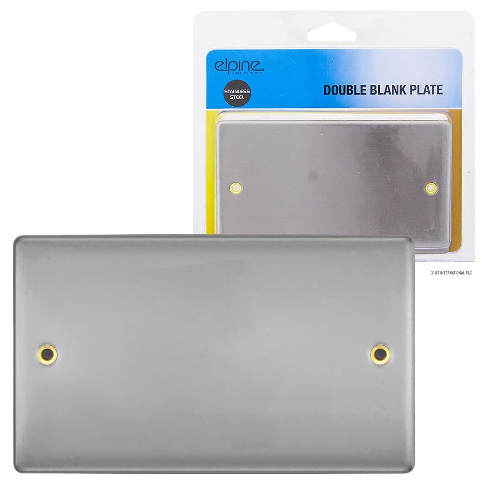 Bargaingalore Light Stainless Steel Double Blank Plate - Switch, Home, Office Electric Diy | Household Indoor Socket Cover Multi Use, Strong & Durable, Electrical