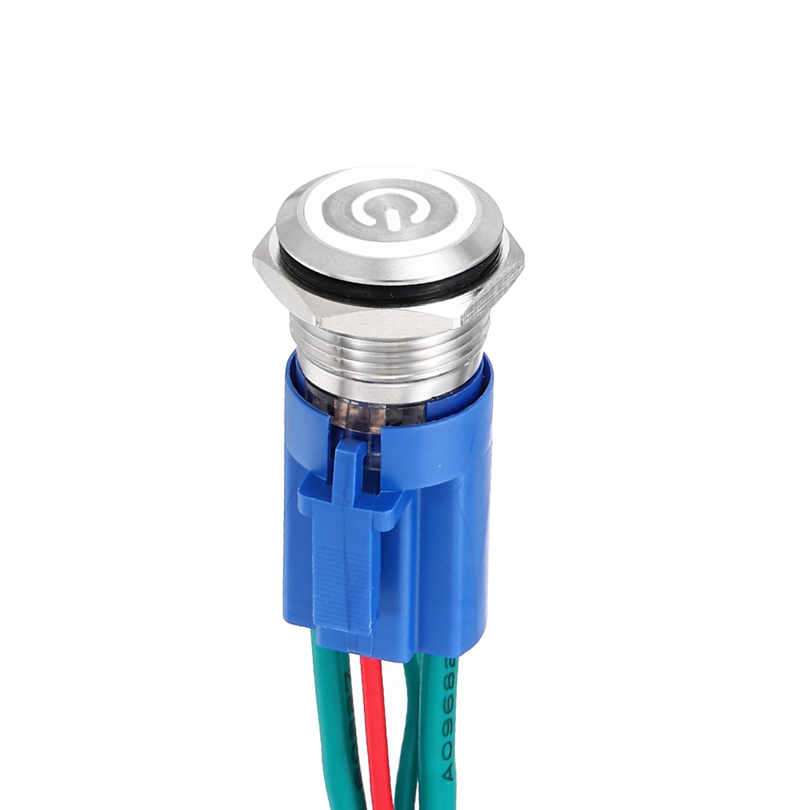 DMiotech 1 Pcs 16mm / 5/8" Stainless Steel Latching Push Button Switch 1NO 10A 12-24V Silver Button White Button Lamp with Socket Plug with Wire for Car Boat Systems Custom Setups