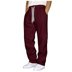 Mens Sweatpants Baggy Open Bottom Track Pants Drawstring Elastic Waisting Pants with Pockets Fleece Athletic Workout Joggers