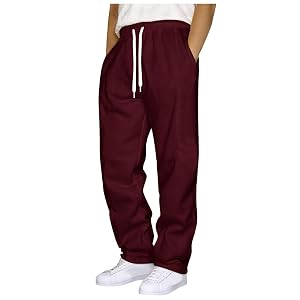 Mens Sweatpants Baggy Open Bottom Track Pants Drawstring Elastic Waisting Pants with Pockets Fleece Athletic Workout Joggers