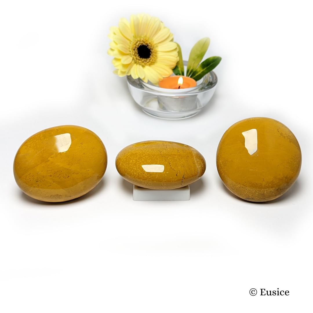 Diaspro Giallo Pietra naturale del Madagascar, Ciottolo di Protezione e Dinamismo, 100% Artigianale e Fatto a Mano, Diaspro etico di alta qualità per Litoterapia, Benessere, Meditazione, Yoga