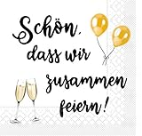 Sovie HORECA Tissue Serviette Schön, DASS wir zusammen feiern/Sekt | Sektglas Party Feier | 33 x 33 cm | 100 Stück