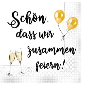 Sovie HORECA Tissue Serviette Schön, dass wir zusammen feiern/Sekt | Sektglas Party Feier | 33 x 33 cm | 100 Stück