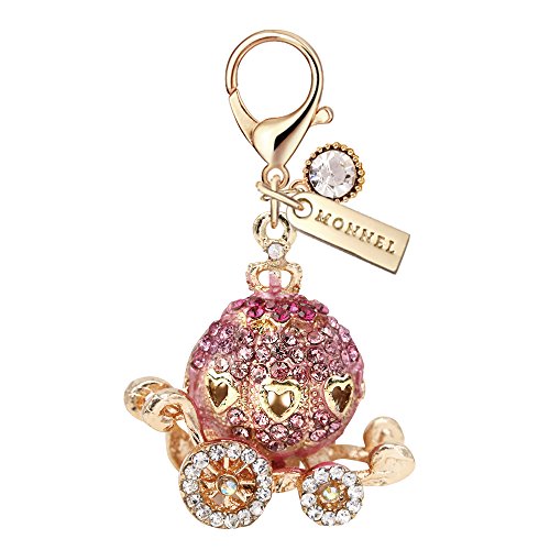 Mc31-E Crystal Big Princess Pumpkin Carriage Lobster Clasp Charm Pendant With Pouch Bag (Pink ,1 Piece) #TOP3