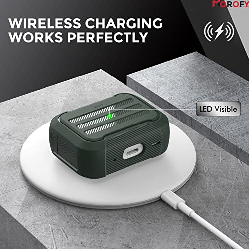 Image of Rugged Hard Shell Case Compatible with Airpods Pro 2 Case Cover, TPU+Aluminum Protective Cover Shockproof for Pro 2nd Gen Case (2022) (Midnight Green)