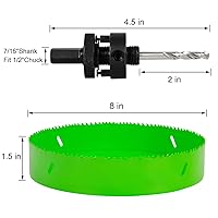 Vista 4 de Broca de sierra de agujero de 8 pulgadas HSS cortador bimetálico para paneles de yeso de metal de madera, plástico, con 1.5 pulgadas de profundidad