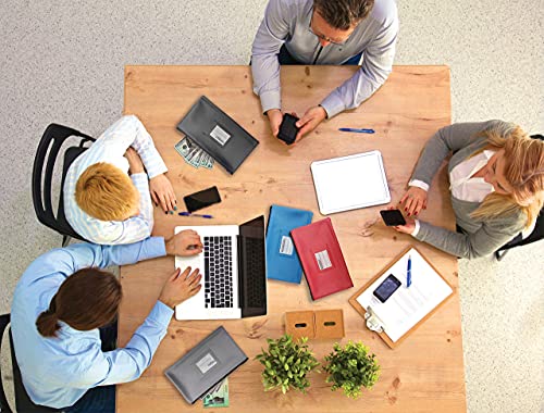 7 Pack, 7 Days Zipper Security Bank Deposit Bag, Clear Window & 14 Insert Cards (Mon - Sun + Blank), By Better Office Products, Leatherette, 11.25" X 6.25", Cash Bag, Utility Pouch, Assorted 7 Colors #TOP3