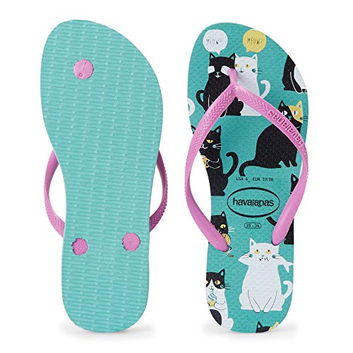 Chinelo, Havaianas, Slim Pets, Verde Orvalho, 33/34, Feminino