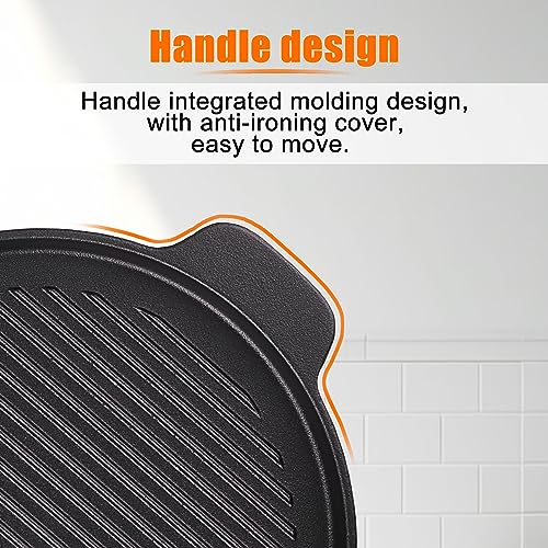 Cukor Cast Iron Grill Griddle, Grill Pan For Indoor Cooking, Stove Top Griddle For Grilling On Gas Grill, Round Grill Griddle For Induction Cooktop thumb #2