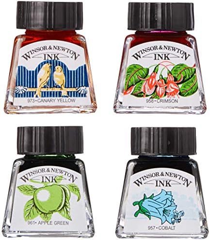 Winsor & Newton W&N Drawing Ink Collection-Set of 4 (Vibrant Tones), 14ml
