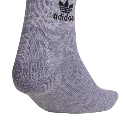Adidas Originals Boys Kids-Boy's/Girl's Trefoil Cushioned (6-Pair) Quarter Socks, Heather Grey/Black/White, Medium Us #TOP4