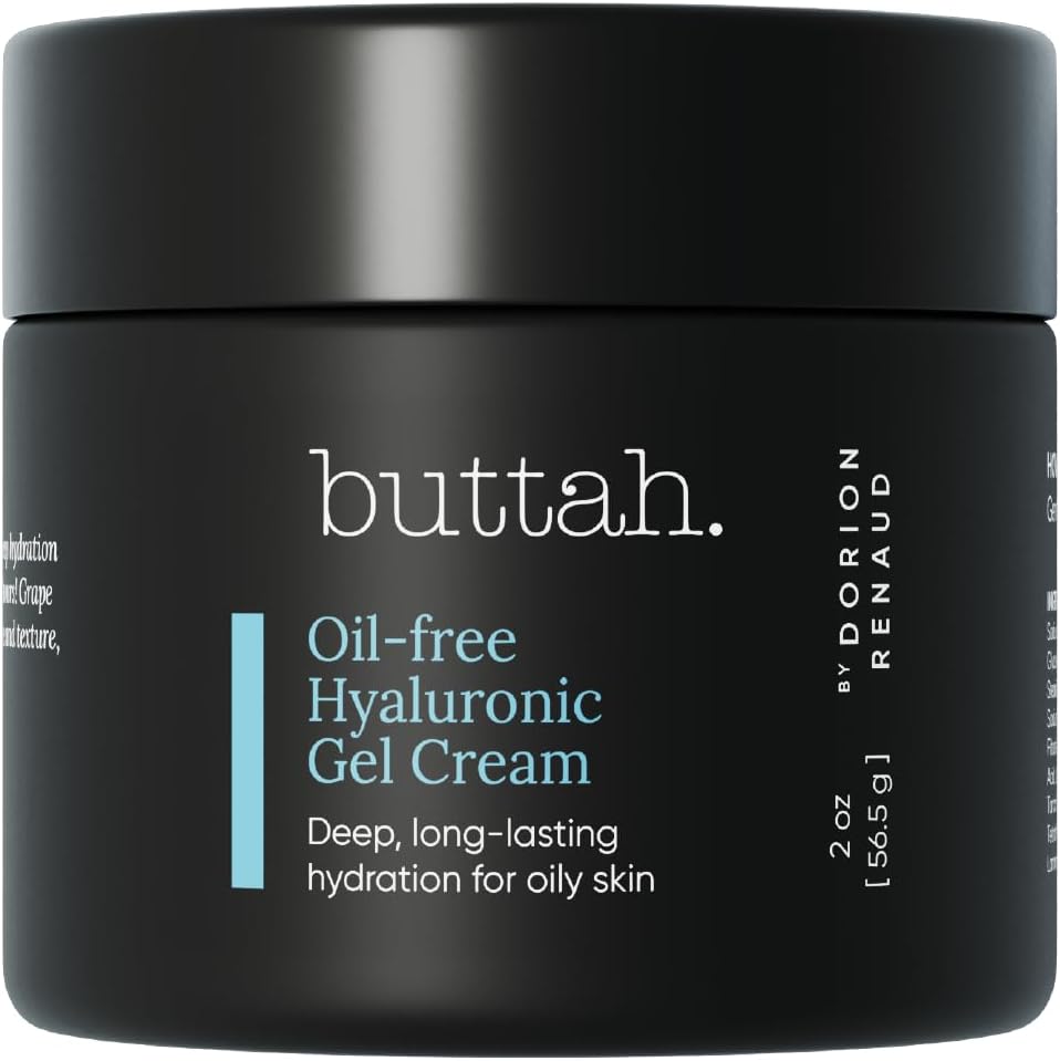 buttah. by Dorion Renaud Skin Oil-Free Hyaluronic Gel Cream 2oz - Daily Moisturizer - Hyaluronic Acid for Deep Hydration - AM & PM Moisturizer - Naturally Based Skin Care - Black-Owned Skincare