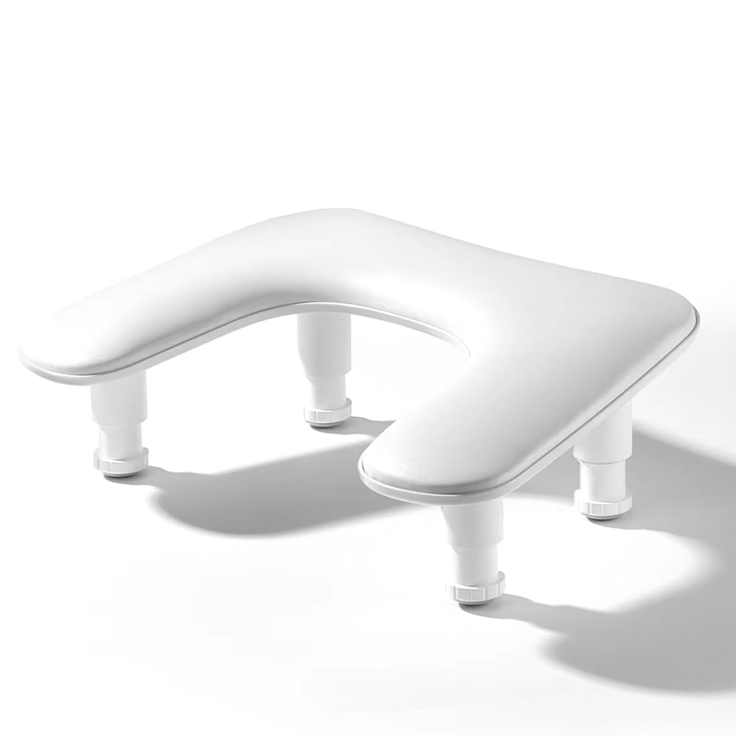 PU Leather Manicure Arm Rest Height Adjustable U Shape White