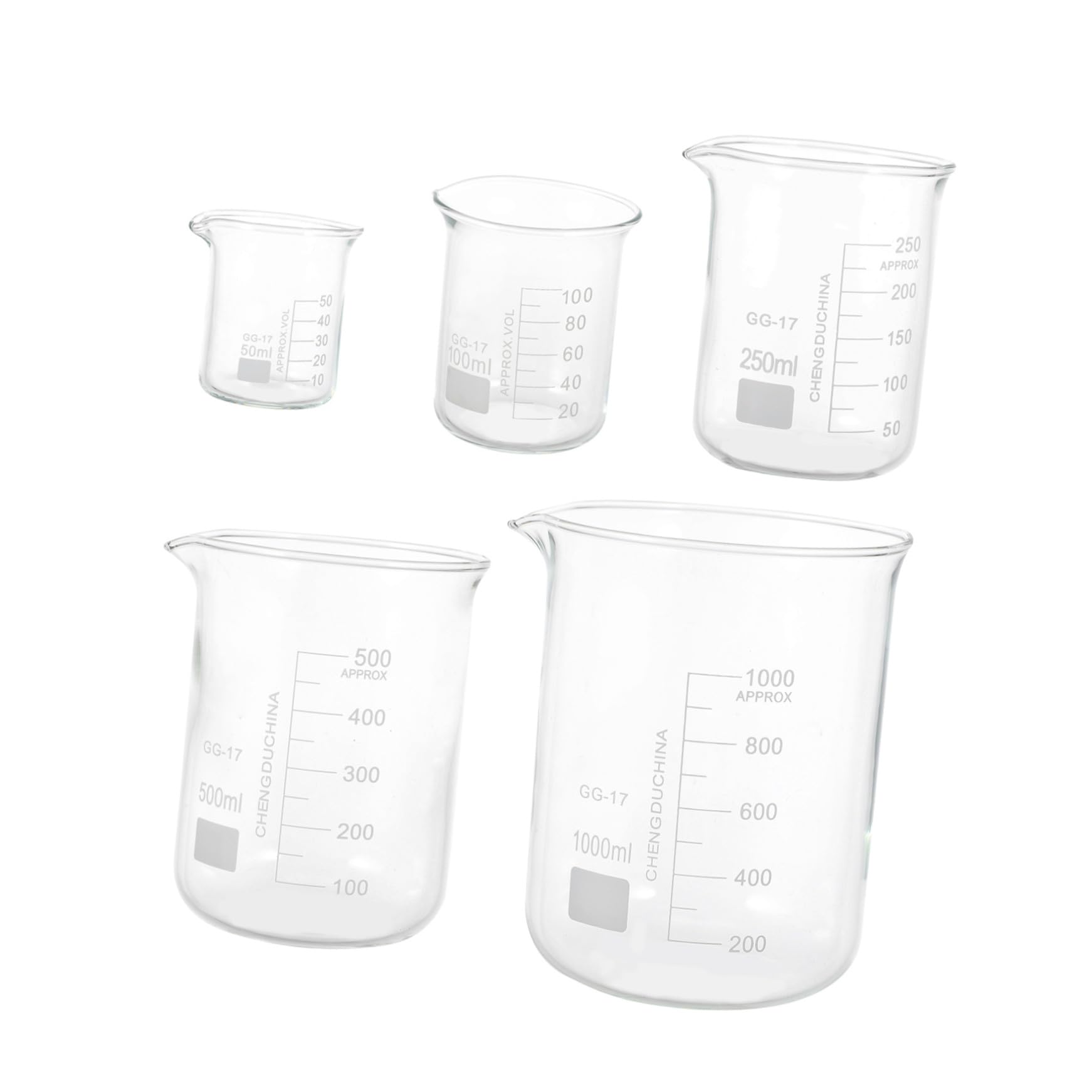 Gatuida 5pièces Béchers Verre Gradués Pour Laboratoire Outils De Mesure Précis Pour Liquides Et Expériences