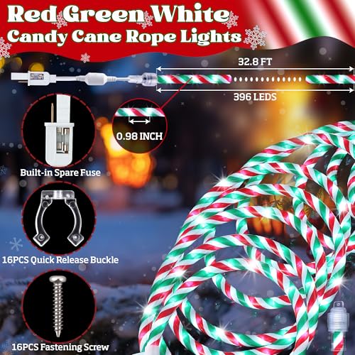 Enhon SO-ENHON-3089 33Ft Christmas Candy Cane Rope Lights thumb #2