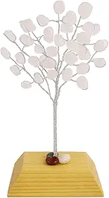 Árvore de Pedra Natural Quartzo Rosa com Base em Madeira – Variações de Cristal | Decoração e Energização