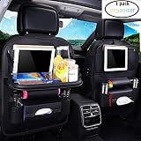 【Diseño de múltiples bolsillos】-- Con 7 bolsillos de almacenamiento separados y una bandeja de mesa, es una necesidad perfectamente elegante y práctica para viajes familiares, puedes poner la taza, paraguas, revistas, iPad, botellas de bebidas, aperitivos, suministros para bebés y algunos otros accesorios de viaje comunes en este bolsillo para el coche, para mantener tu coche limpio y ordenado. Mientras tanto, se puede utilizar como una mesa de comedor después de poner la parte plegable.