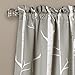 Lush Décor Bird on The Tree Curtains Light Filtering Window Set for Living, Dining, Bedroom, 84 in L Panel Pair, Gray, 2 Count