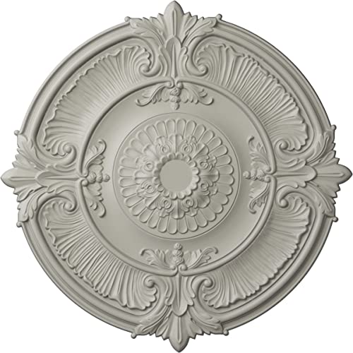 Ekena Millwork CM53ATPCF Attica Acanthus Leaf Ceiling Medallion, 53 1/2"OD x 3 1/2"P (Fits Canopies up to 4 5/8"), Hand-Painted Pot of Cream