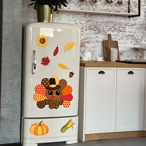 18 Pieces Thanksgiving Refrigerator Magnets Fall Fridges Magnets Fall Theme Car Decals Fun Holiday Stickers Autumn Leaf Turkey Pumpkin Thanksgiving Day Decoration #TOP5