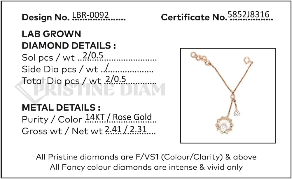 Rose Gold 14 kt GW 2.41gm | Lab Grown Diamond 0.50ct Watch Charm | F-VS1 Quality