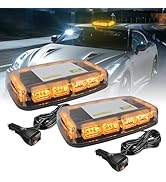 OPPBUY 2 Pack Amber LED Rooftop Strobe Light for Truck,16 Flashing Modes Emergency Warning Harzar...