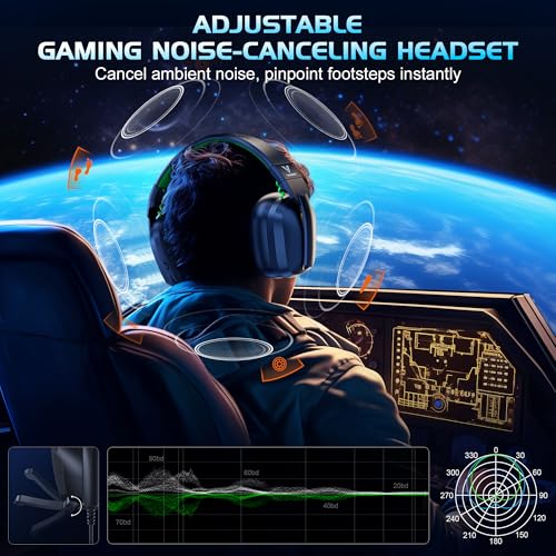 Image of Vakedy Wired Gaming Headset for Xbox,PS5,PS4,PC,Switch, RGB 50mm Drivers | Foldable lightweight frame, plush memory foam cushions, clear chat, quick mute /volume wheel and USB-powered RGB glow