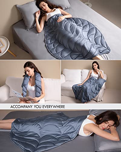 Image of Kaisa Cooling Weighted Lap Blanket for Adults, 7 lbs 41 inch x 53 inch, Light Grey