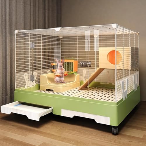 ?チンチラケージ 大型 金属製 大型小動物ケージ 引き出し式トレイ付き フクロモモンガ、ワイヤーメッシュ 縦型 通気性 多段式 ペットハウス 装飾品を含まない のみ (緑)