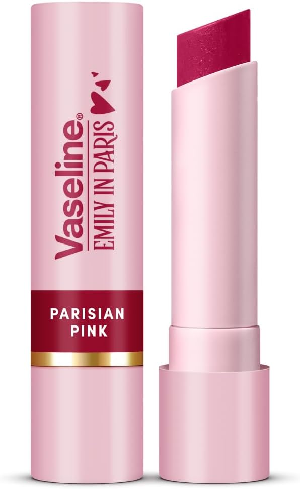 x Emily in Paris, Limited Edition Parisian Pink, Pink Tinted Lip Balm Stick, Up to 24-Hr Moisturization, 3g