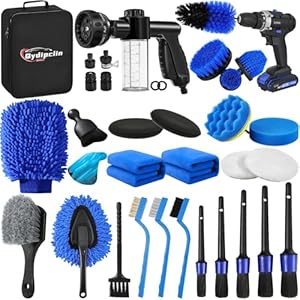 35Pcs Car Detailing Kit, Car Detailing Brush Set, Car Wash Cleaning Kit, Car Detailing Brushes, Professional Car Care Kit for Interior Exterior Wheels, Blue