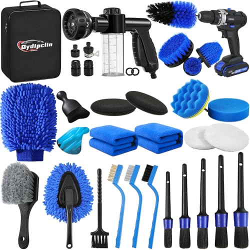 35Pcs Car Detailing Kit, Car Detailing Brush Set, Car Wash Cleaning Kit, Car Detailing Brushes, Professional Car Care Kit for Interior Exterior Wheels, Blue