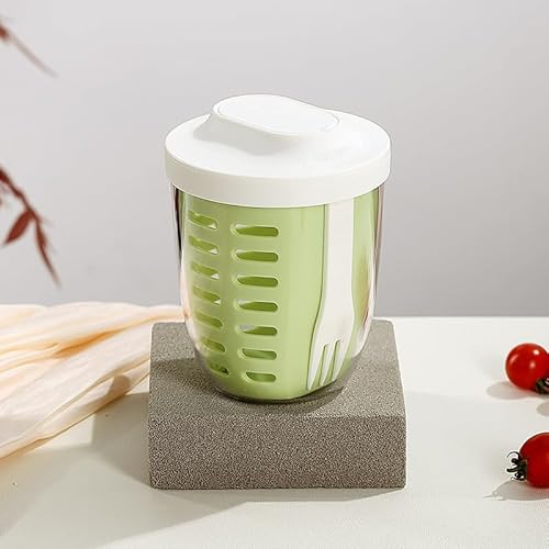 HEHW 弁当箱 サラダカップ フルーツカップ 650ml フォーク付き 水切り可能な二層カップ サラダ容器 ランチジャー 食品容器 おやつや フルーツ ミルク用お弁当箱 アウトドア ポータブル 軽量 漏れ防止 食品グレードPP 学校 オフィス ピクニック