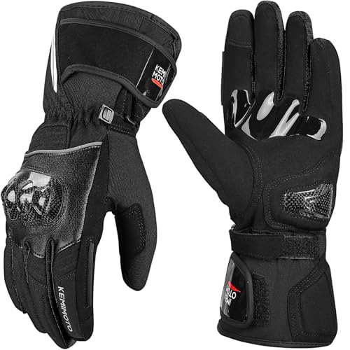 KEMIMOTO Motorcycle Winter Gloves for Men,Warm Touchscreen Tactical Riding Gloves Carbon Fiber Protection Rainproof Windproof ATV UTV Snowmobile