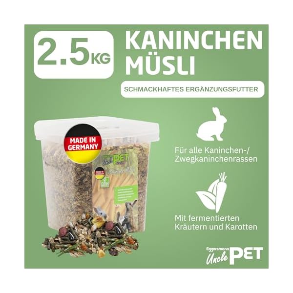 Eggersmann Uncle Pet - Premium Kaninchen Müsli - Kaninchenfutter mit der natürlichen Kraft aus Kräutern und Karotten – Bild 3