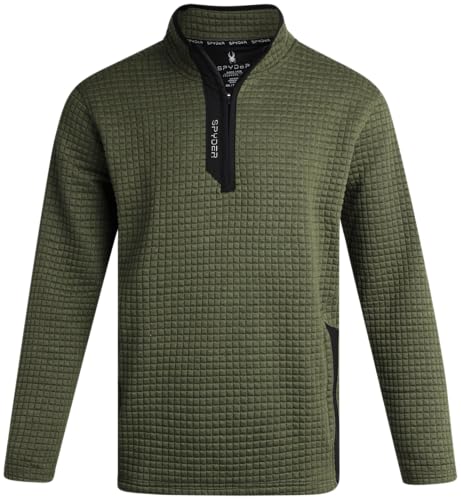 Spyder Mens Quarter Zip Pullover Sweater - Performance Grid Fleece