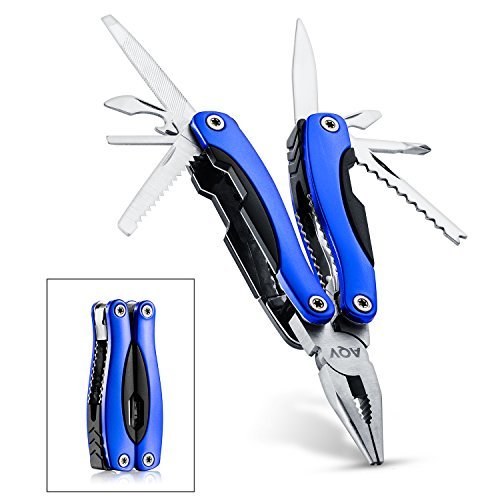 MultiTool Knife, AQV 15 in 1 Portable Outdoor Multi Tool Pocket Knife With Folding Saw, Wire Cutter, Pliers, Sheath. Stainless Steel Multipurpose For Fishing, Hunting, Camping, Survival, Hiking, Car S