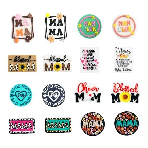 KnvsS Mama Themed Silicone Focal Beads Rubber Beads Kit Bulk for Beadable Pens Keychain Making DIY Keychain Supplies Focal Pen Beads (Mama Set) Cover
