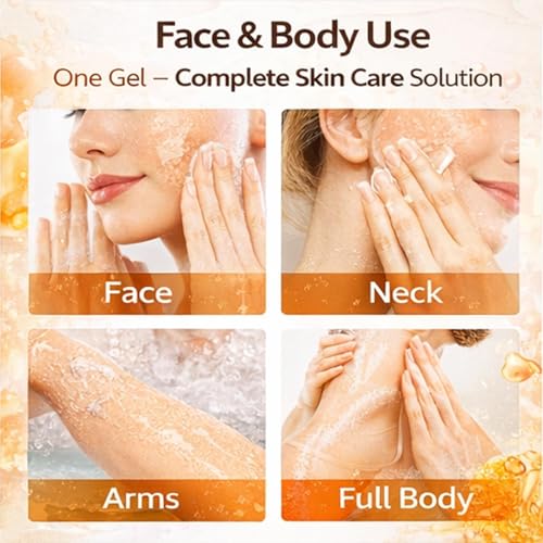 Image of Orange Enzymes Exfoliating Gel for Face & Body | Deep Cleansing Moisturizing Facial Exfoliator | Dead Skin Remover Brightening & Pore Cleansing Scrub for All Skin Types Vitamin